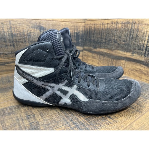 ASICS Mens Wrestling Shoes Black White High Top Size 9 Lightweight Grip - Picture 3 of 10